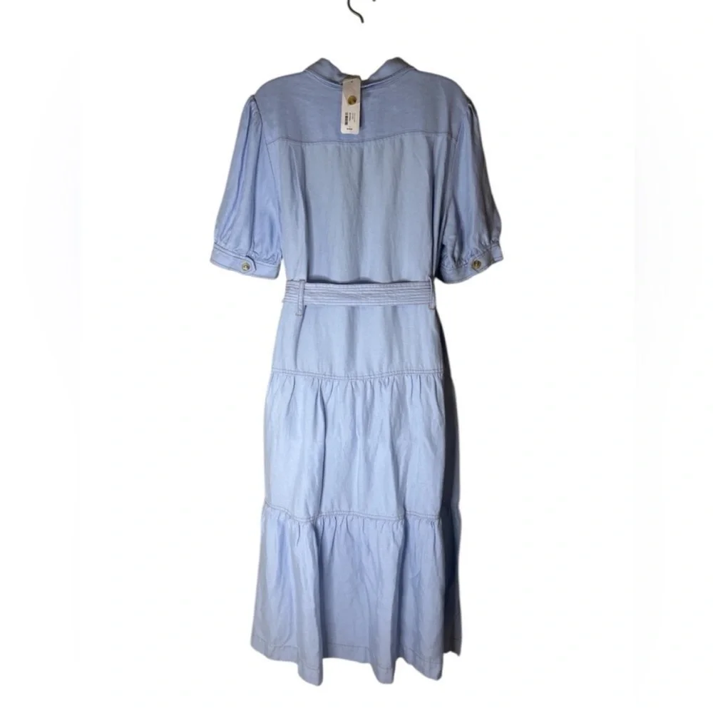 Soft Surroundings NWT Blue Midi Dress with Puff Sleeves and Pleats - Picture 3 of 10